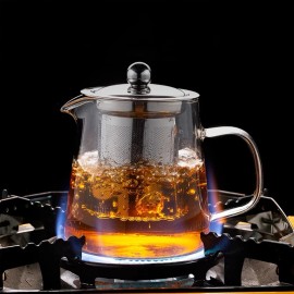 Unbranded Stovetop Glass Teapot 32oz/950ml Borosilicate Clear 18/8 Steel Removable