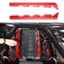 Unbranded For Corvette C8 2020-up Steel Red Engine Hood Edge Protective Panel Cover Trim