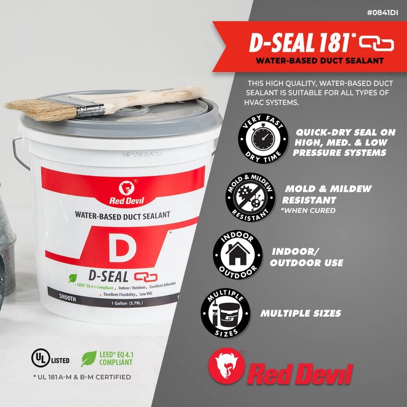 Red Devil 0841DS RD-DS 181 Acrylic Latex Duct Sealant, 1/2