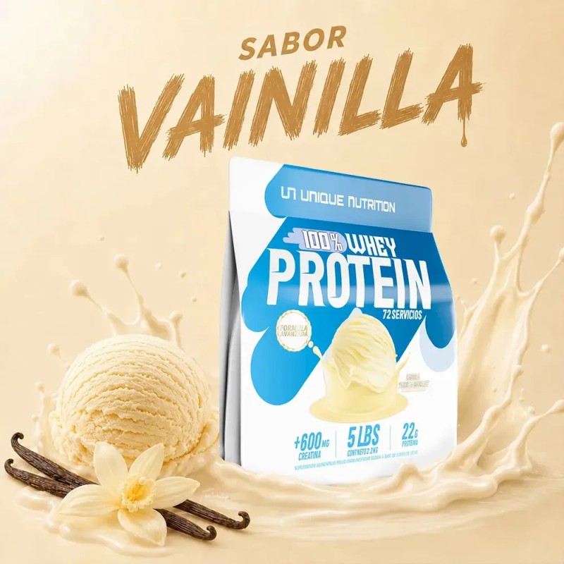 Proteina 100% Whey 2.2 Kg Unique Nutrition Sabor Vainilla