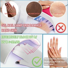 UV Gloves for Gel Nail lamp, Professional UPF50+ UV Protection Gloves for Manicures, Anti UV Fingerless Gloves for Nail Art Skin Care Protecting Hands from UV Light Harm (White)