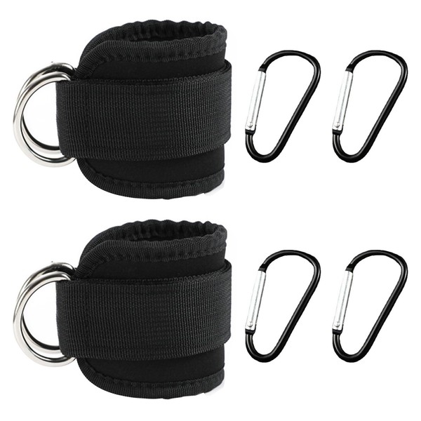 ECOMAID 2Pcs Ankle Straps for Cable Machine, Adjustable Double D-Ring
