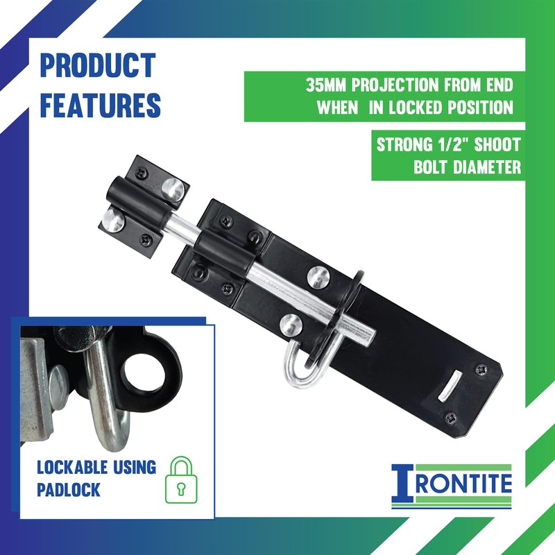 IRONTITE® 2 Pack Black Brenton Bolt Gate Bolt 150mm (6"),