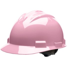 Bullard 3-Rib S61 Cap Style Safety Hard Hat with 4-Point Ratchet Suspension and Cotton Brow Pad, Light Pink