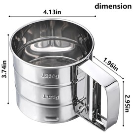 Stainless Steel Sifter for Baking with Fine Mesh Sifter and Double Layer Sifter Pressed Flour (silver)