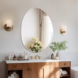 TheiaMo Irregular Wall Mirror 28"x36", Frameless Asymmetrical Mirror for Wall, Modern Decorative Bathroom Mirror, Wall Mounted Mirror for Bedroom Living Room Entryway