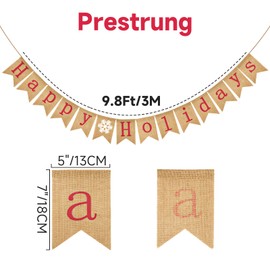 GCQQ Happy Holidays Banner, Prestrung Christmas Burlap Banner, Christmas Happy Holiday Banner, Red Happy Holidays Banner with Snowflake, Holiday Banner Decorations for Mantle, Fireplace,or Outdoor