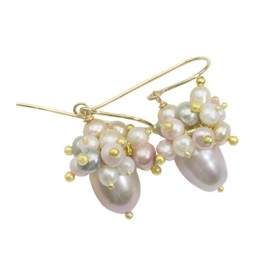 Spyglass Designs 14k Gold Filled Pearl Earrings Freshwater Cultured Rose Pink Pearls Little Clusters Goldtone Wire Accents