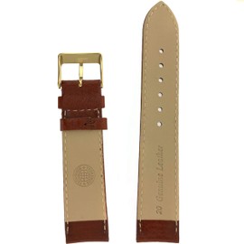 Tech Swiss Watch Band Calfskin Leather Comfort Lite Padded Brown Gold-Tone Buckle Ladies 12 millimeters