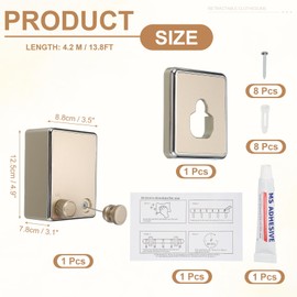 uxcell Retractable Clothesline Indoor, 14Ft Non-Sagging Clothes Line Retracting Outdoors Heavy Duty Clothes Drying Laundry Line Wall Mounted Steel Line for Balconies, Courtyards, Gold