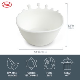 Genuine Fred SPILT MILK Cereal Bowl, Fun and Unique Design, Soft, Flexible, Durable Silicone, Microwave and Dishwasher Safe, Perfect for Kids and Adults, Fun Gift