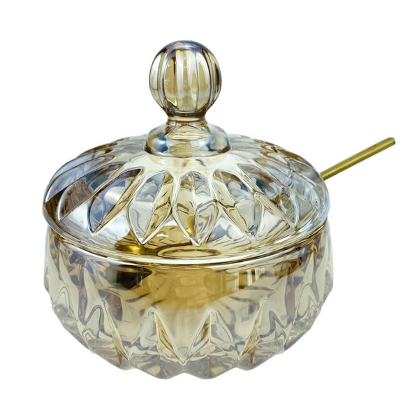 RockTrend Clear Glass Sugar Bowl Spice Jar Seasoning Box Condiment