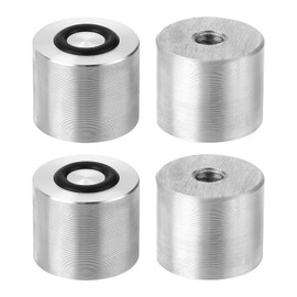 uxcell M8 Thread 25mm Diameter 20mm Thick Round Shape Aluminum Disc Set of 4, Glass Table Top Aluminum Circle Disc Adapter with Anti-Slip Rubber Ring for Glass Table Tea Tables