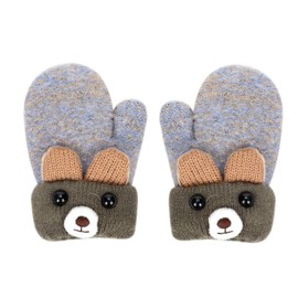 Baby Mittens With String Kids Toddler Winter Warm Knitted Gloves Cute Bear Cashmere Woolen Gloves Hanging Neck Gloves Skiing Gloves Mittens Thicken Fleece Lined For 0-3 Years Old