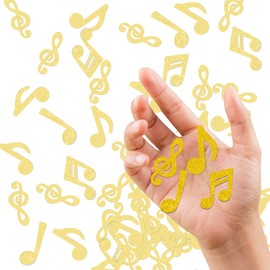 120 confeti de notas musicales de doble cara con purpurina dorada, confeti con recortes de notas, fiesta musical, tema de música, cumpleaños, aniversario, compromiso, baby shower, boda, fiesta