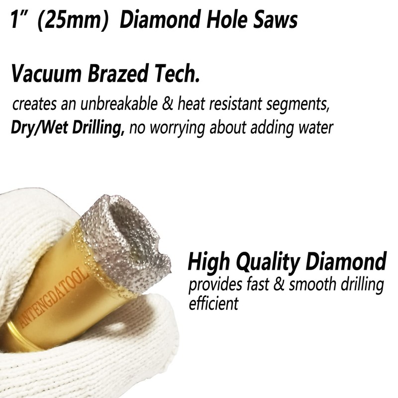 Antengdatool Dry/Wet Diamond Hole Saw Set - 5 Pieces/Box Porcelain/Tile