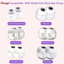 24mm Full S32 Breast Pump Set with 24mm Flange for NCVI NICEGREEN Nuliie Zooawa Sunnaltree S32 Wearable Breast Pump, Duckbill Valve Diaphragm Flange Collector Replacement Parts for S32 Breast Pump