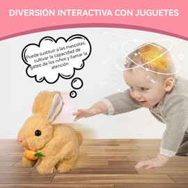 HBKUUY Mi Conejito De Juguete Realista, Juguete Interactivo Realista Que Salta, Se Mueve Y Sacude Las Orejas, Pascua Halloween Conejito Peluche con Sonidos Y Movimiento (Blanco)