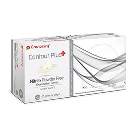 Cranberry USA Cranberry Contour Plus White Nitrile Exam Gloves, Case of 1000, X-Small, Lanolin & Vitamin E, 3.0 Mil