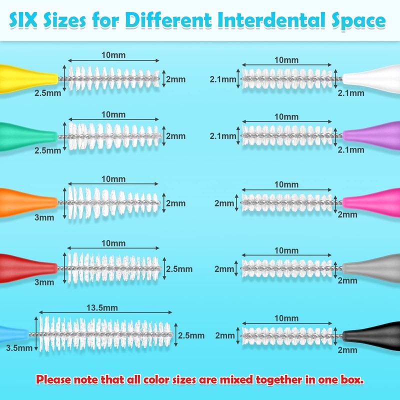 modacraft 120Pcs Interdental Brush 6 Sizes Braces Brush Toothpicks with