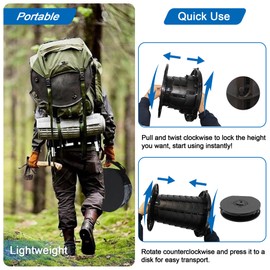 ALEVMOOM Retractable Portable Toilet with Cushion - 330LBS Capacity 13.7" Height Adjustable Camping Toilet Foldable Travel Toilet portable potty for Camp, Travel, Car, Boat, Beach, Tent