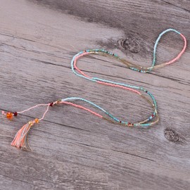 KELITCH Miyuki Beaded Necklace Handmade Tassels Pendant Necklaces for Women Choker Necklaces