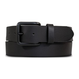 Eddie Bauer Men Casual Belt with Metal Buckle, Matte Leather-Black, L (36-38")