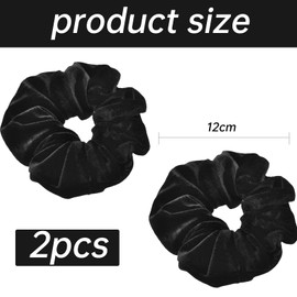 Hair Scrunchies for Women, Velvet Scrunchy Hair Ties for Women Ladies Girls Hair Bands Elastic Soft Ponytail Holder,Hair Bobbles Hair Accessories for Thick Thin Curly Hair,Black