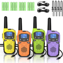 WokTok Walkie Talkies for Adults- WokTok Long Range Two Way Radio for Camping Hiking Hand Held Hiking Accessories Camping Gear Xmas Birthday Gift for Kids,SOS Siren,NOAA Weather Alert,4 Radios