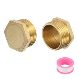uxcell 2 Pcs Brass Outer Hex Thread Fittings, G1" Male Brass Plug Male Threaded Socket Pipe Plug Fitting Brass Plugs Fitting Hex Head Plug for Water Oil Gas