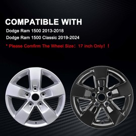 TULALUX Wheel Skins Compatible with 2013-2018 Dodge Ram 1500;2019-2024 Dodge Ram 1500 Classic;Glossy Black Wheel Covers;4 Pack 17 inch