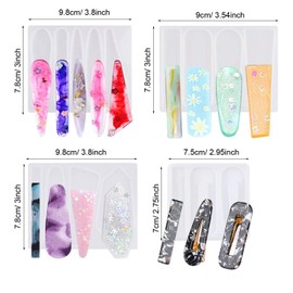 Cayway - Juego de 29 moldes de resina para el pelo, incluye 4 piezas de clip para el pelo, tiras de silicona y 24 clips de metal para horquillas, llavero, marcapáginas, colgante