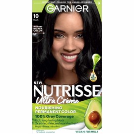 Garnier Garnier Hair Color Nutrisse Nourishing Creme, 10 Black (Licorice) Permanent Hair Dye, 1 Count (Packaging May Vary)