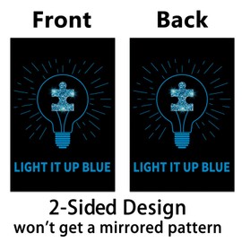 Autism Garden Flag Light It Up Blue Puzzle Piece Bulb Inspirational Support Vertical Double Sized Yard Outdoor Decoration