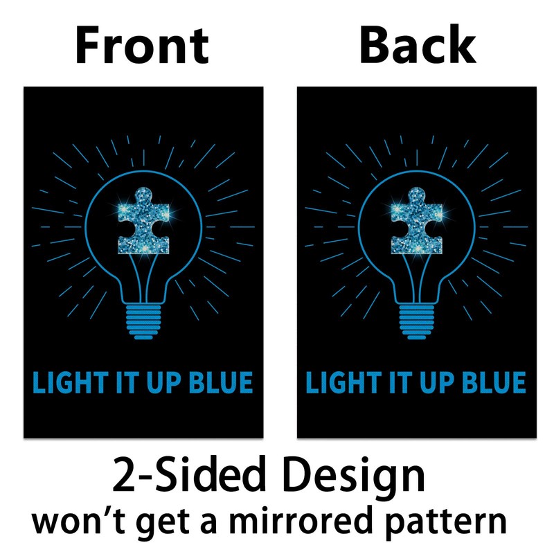 Autism Garden Flag Light It Up Blue Puzzle Piece Bulb