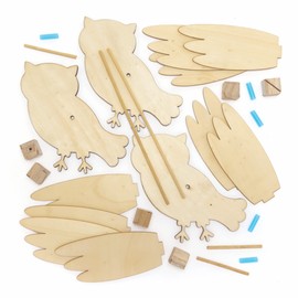 Baker Ross FE647 Owl Wooden Windmill Kits - Pack of 3, Windmills for Garden, Make Your Own Wind Spinner, Wooden Crafts for Children to Make, Decorate and Display