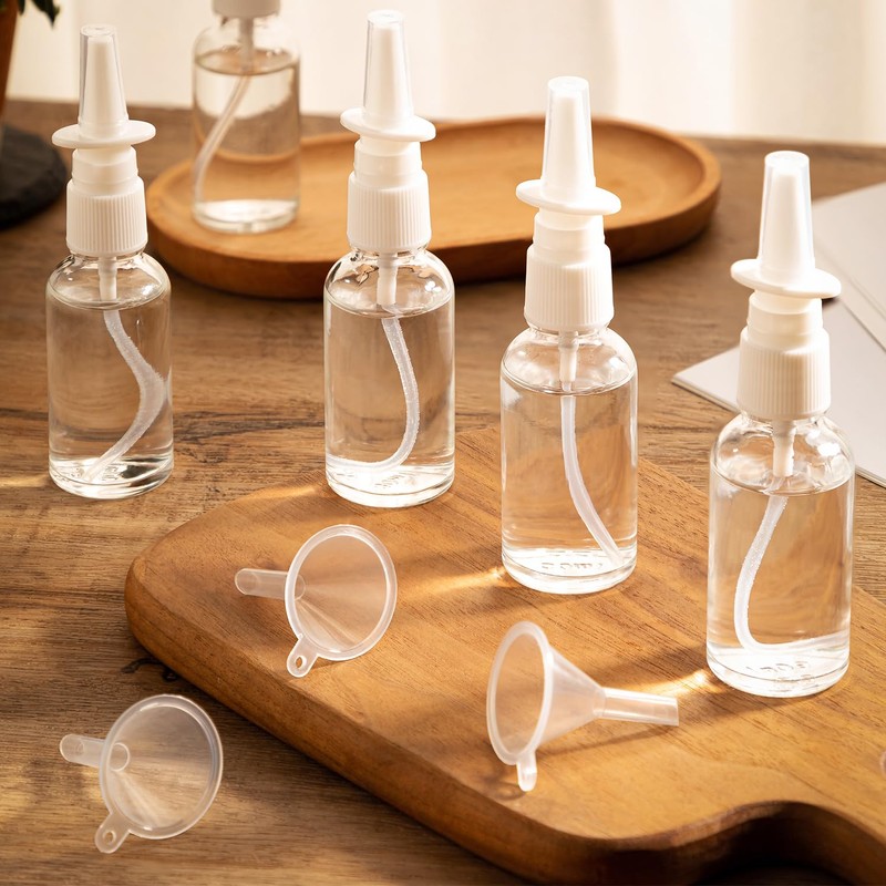 ZHWKMYP 10 Pcs Nasal Spray Bottles, 30ML/1oz Transparent Glass Refillable
