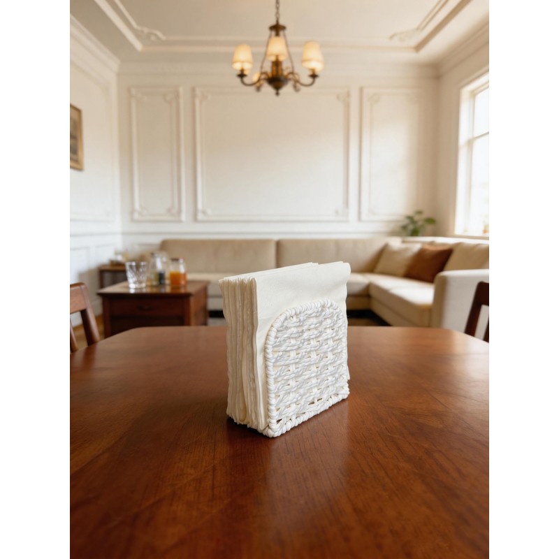 Hosmore Napkin Holder Freestanding, Paper Cord Handwoven, Tabletop Dispenser, Farmhouse