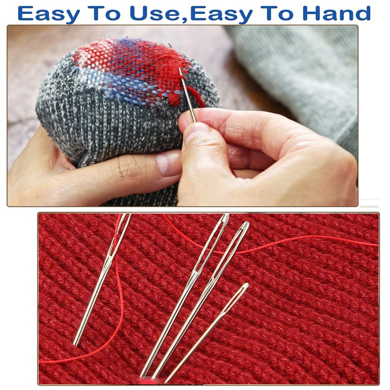 ORRDICE Large-Eye Blunt Needles, Stainless Steel Yarn Knitting Needles, Sewing