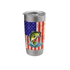 4th of July Fishing shirts for Men Bass Fisherman Camouflage Stainless Steel Insulated Tumbler