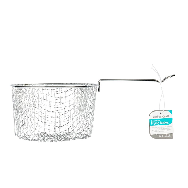 KitchenCraft Deep Fryer Basket, Extra Deep, Stainless Steel, Designed for