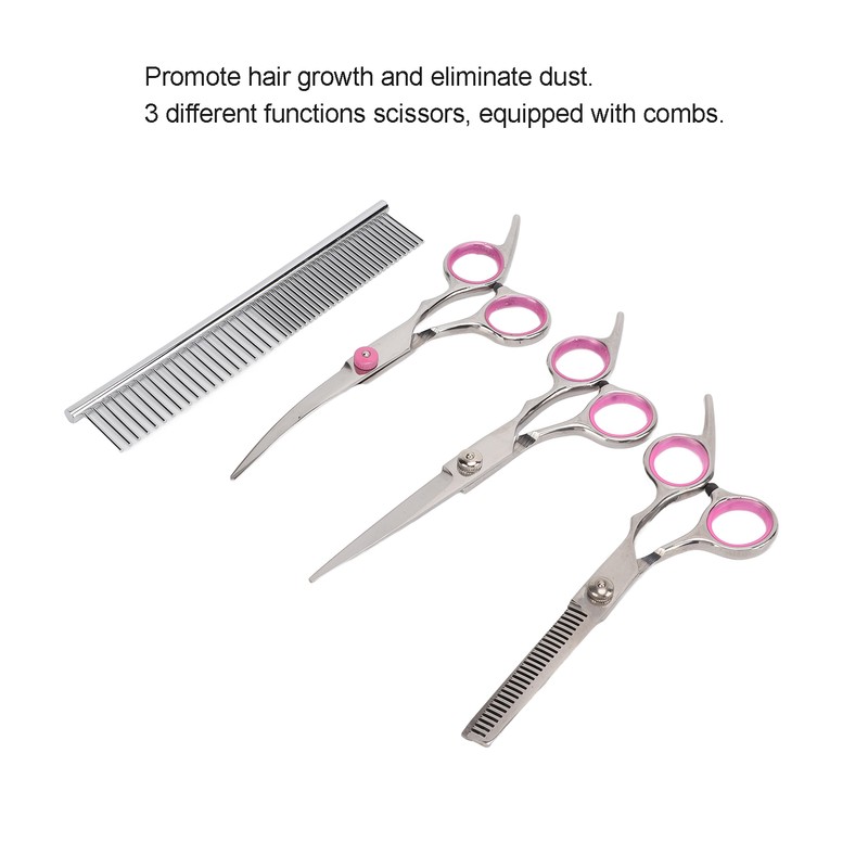 Pet Rabbit Grooming Scissors Stainless Steel Round Tip 4 in