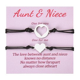 YangQian Mother's Day Gifts for Aunt Niece Bracelet Gift for Aunt and Niece Gifts from Auntie Birthday Long Distance Gifts for Aunt and Niece Matching Bracelets Set for 2 Heart Bracelets Gift, Small