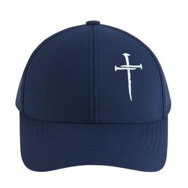 TGQLKPD 3 Nails Cross Hats for Men,Christian Faith-Based Baseball Cap with Three Nail Cross Design,Nylon Mesh Navy Blue