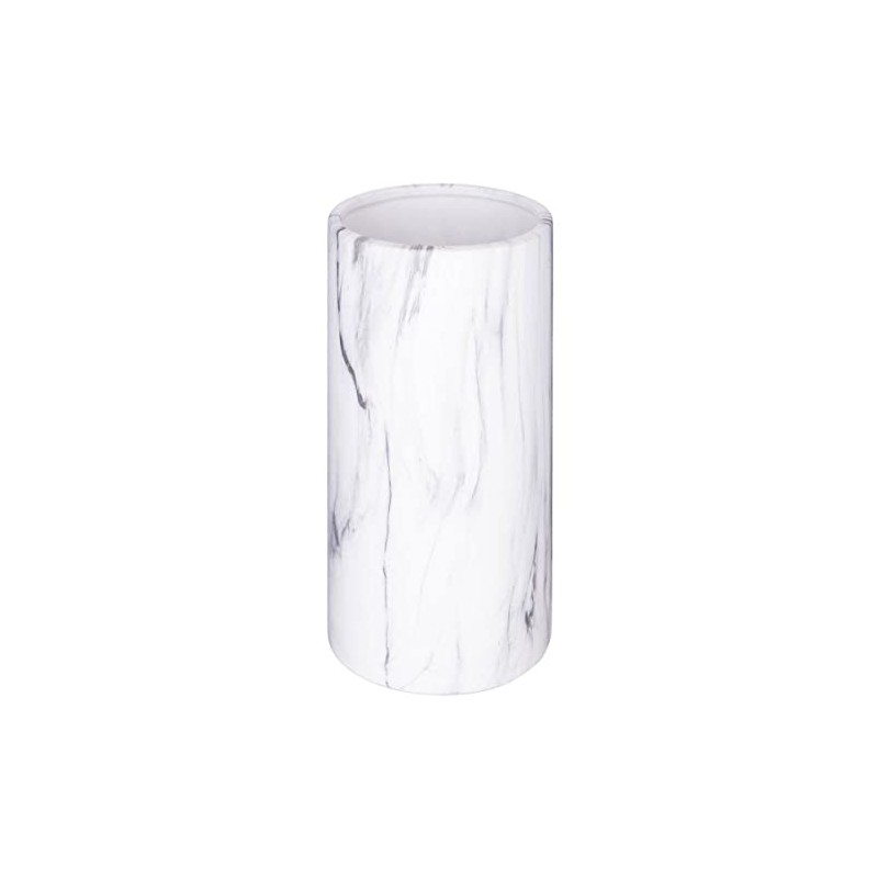 Atmosphera Cylinder Vase Marble White Height 20 cm White