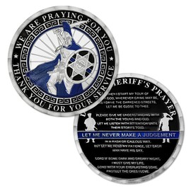 5 Pcs Sheriff's Prayer Challenge Coin Police Officer Thin Blue Line Spartan Coin