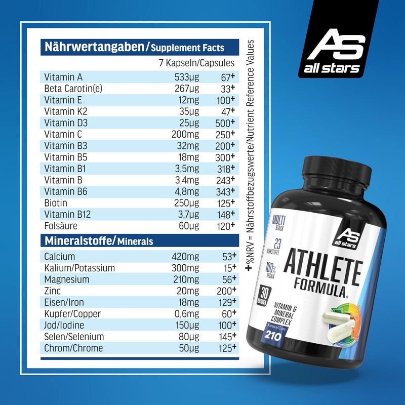 ALL STARS Athlete Formula – 210 Capsules with Vitamin and