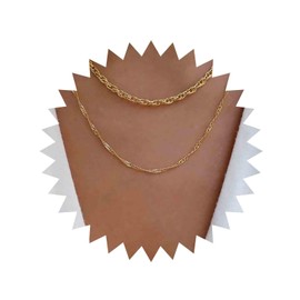 Aneneiceera Punk Layered Choker Necklace Gold Curb Chain Necklace Multi-Layer Chain Necklace Chunky Cuban Chain Necklace Jewellery for Women and Girls (3 Layers), Metal