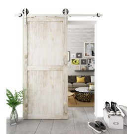 DIYHD TSQ15SN 6.6FT Brushed Nickel Industrial Spoke Wheel Steel Sliding Barn Door Hardware