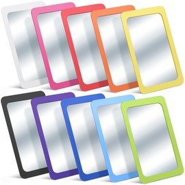 Dandat 10 Pcs Small Shatter Proof Mirrors for Child Kids Crafts Safety Unbreakable Non Broken Babies Toddler Mirror Bulk Round Corners Square for Preschool School Classroom Bathroom(Bright Colors)